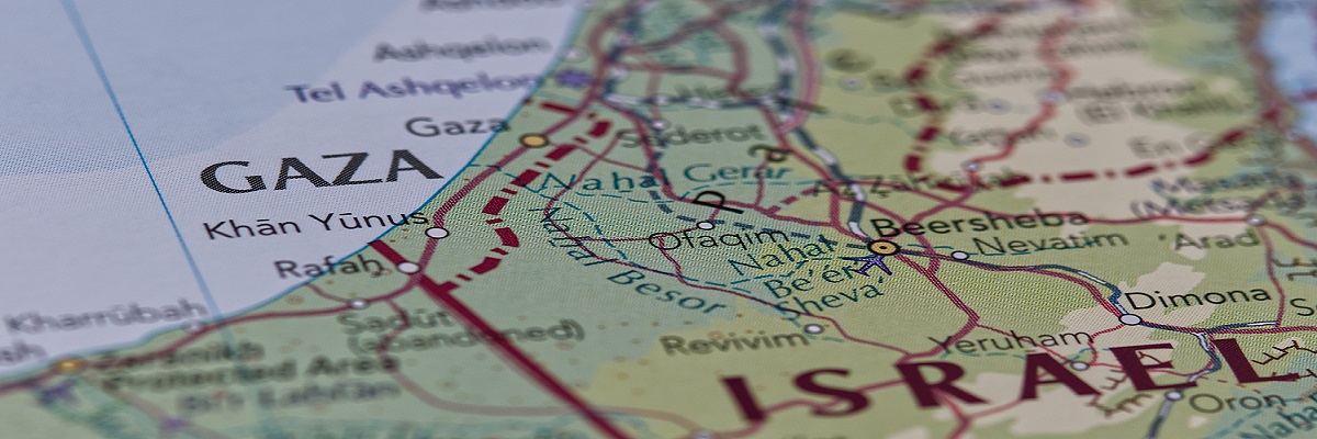 Gaza, Palestine territories in the map